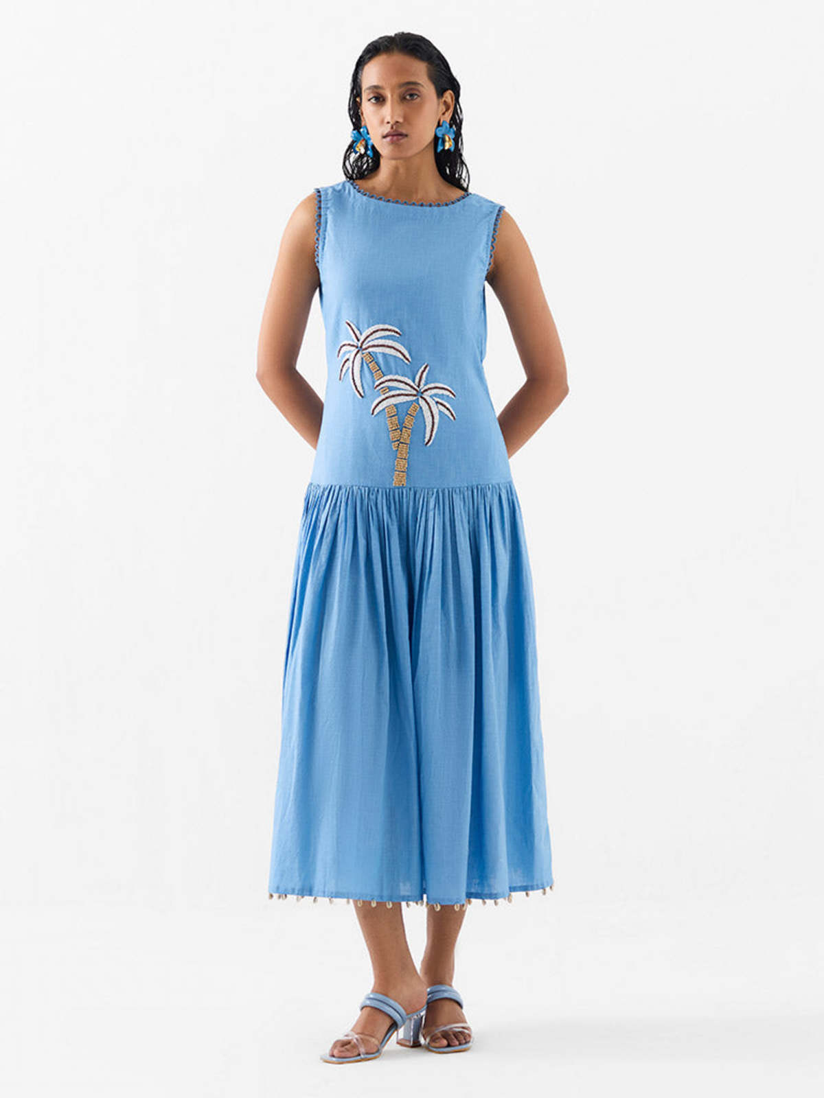 IKKIVI Palm Island Long Dress - Blue - Image 1 of 4