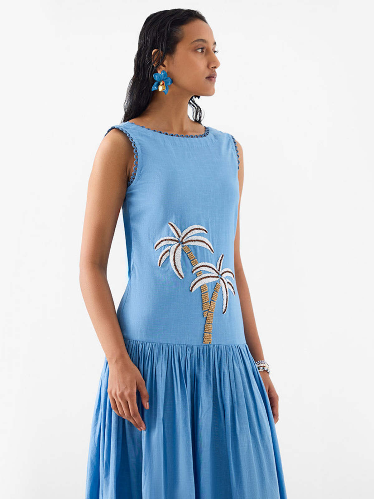 IKKIVI Palm Island Long Dress - Blue - Image 2 of 4