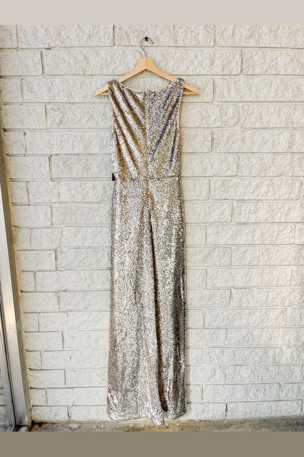 Jonathan Simkhai Felicity Gown With Bow Tie - Gold Multi