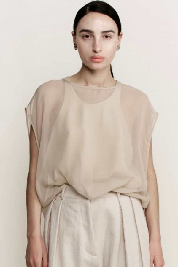 Modern Weaving Oversize Draped Sheath Top - Silk Crinkle Chiffon