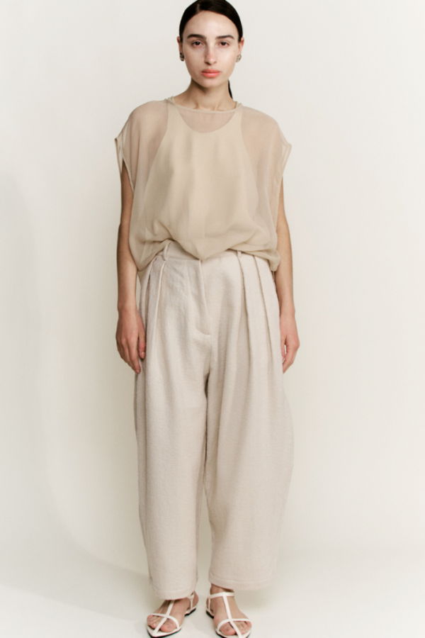 Modern Weaving Oversize Draped Sheath Top - Silk Crinkle Chiffon