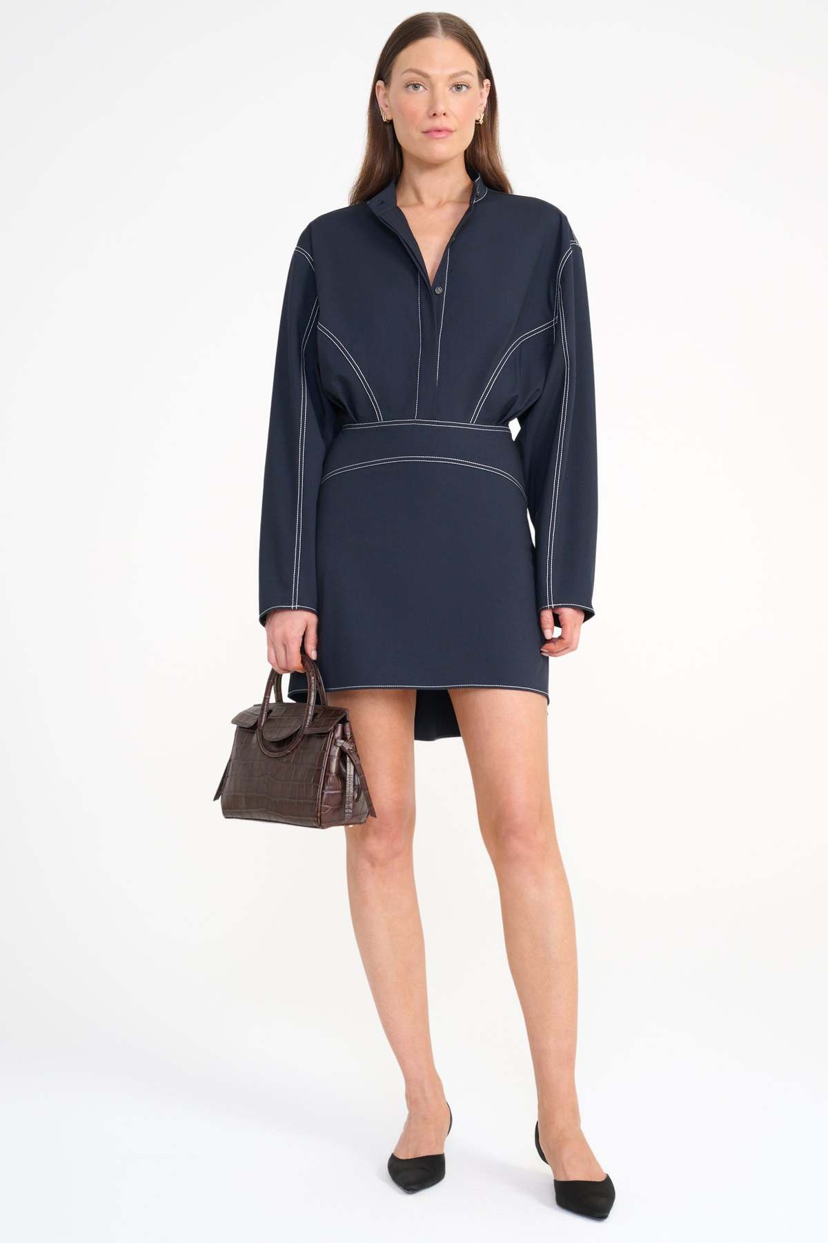 Staud Kiln Dress - Navy - Image 1 of 4