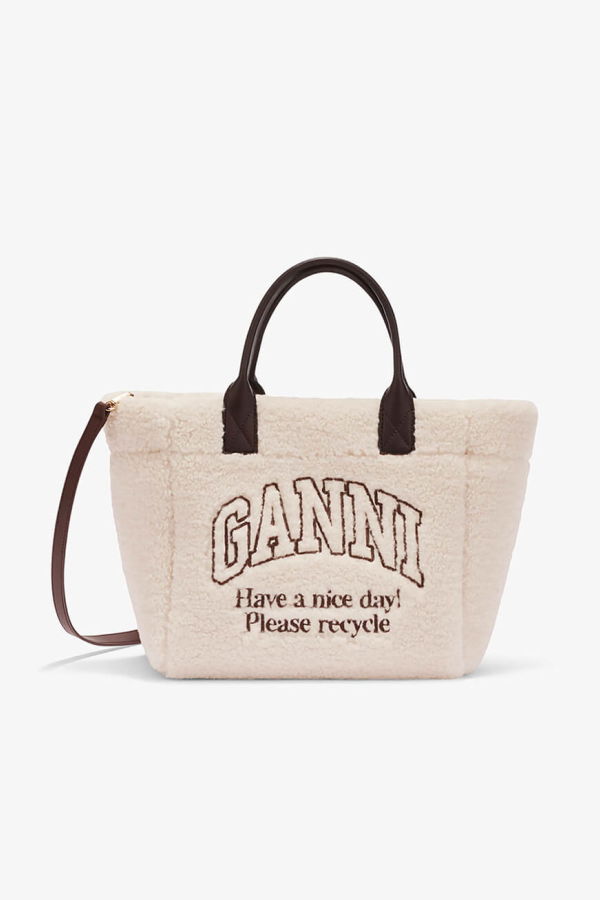 Ganni Shearling Small Tote Bag