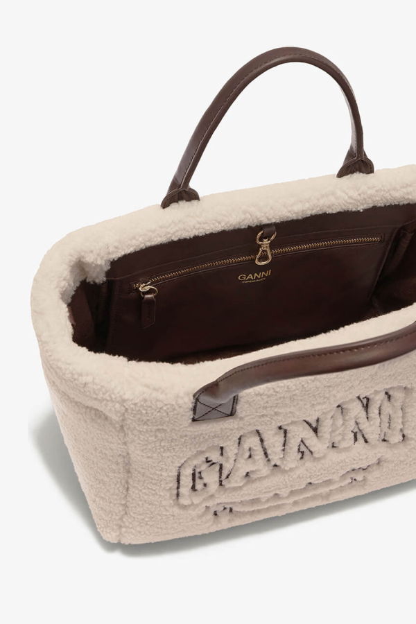 Ganni Shearling Small Tote Bag