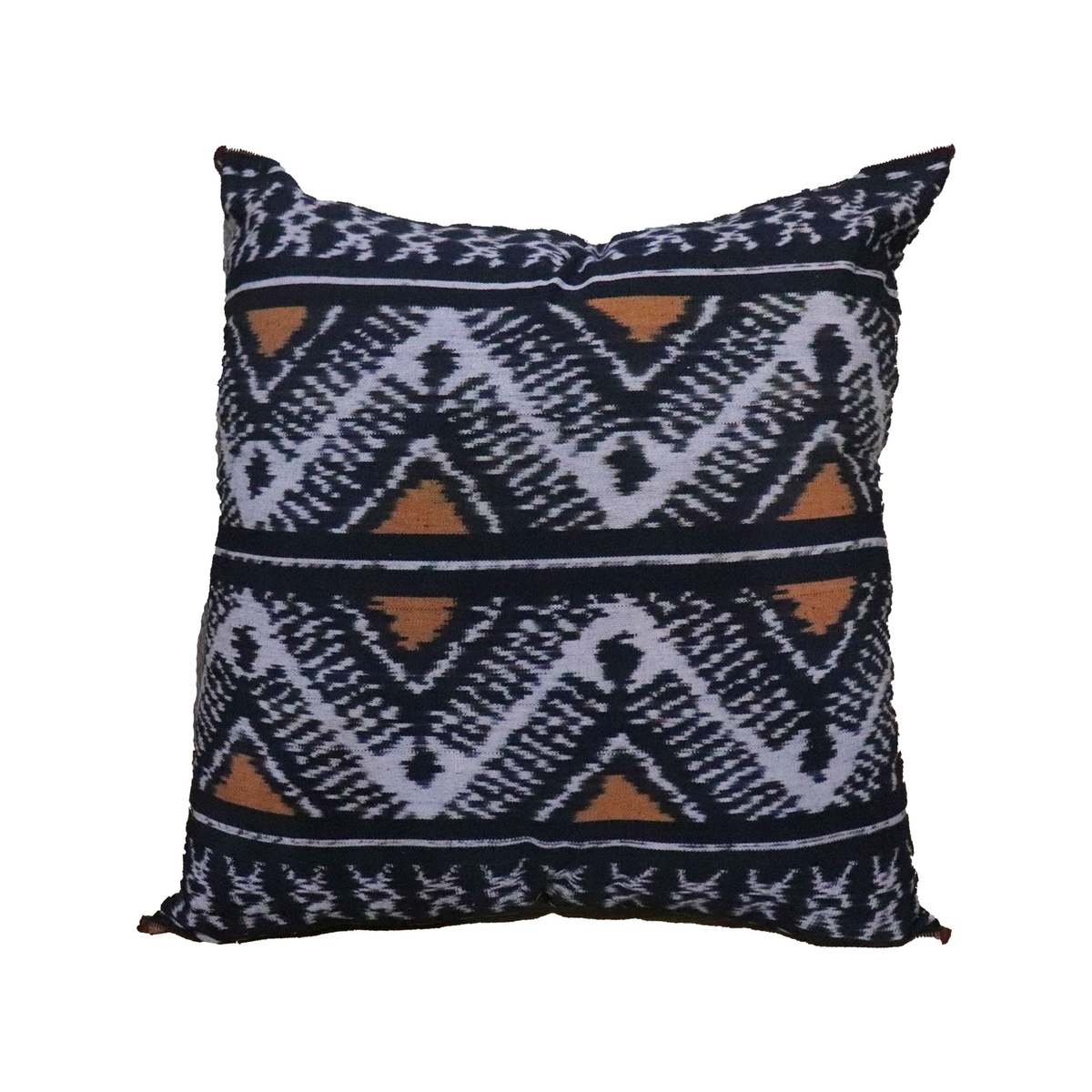 Kasih Coop Handwoven Ikat Pillow Cover - Black and Orange - Image 3 of 7