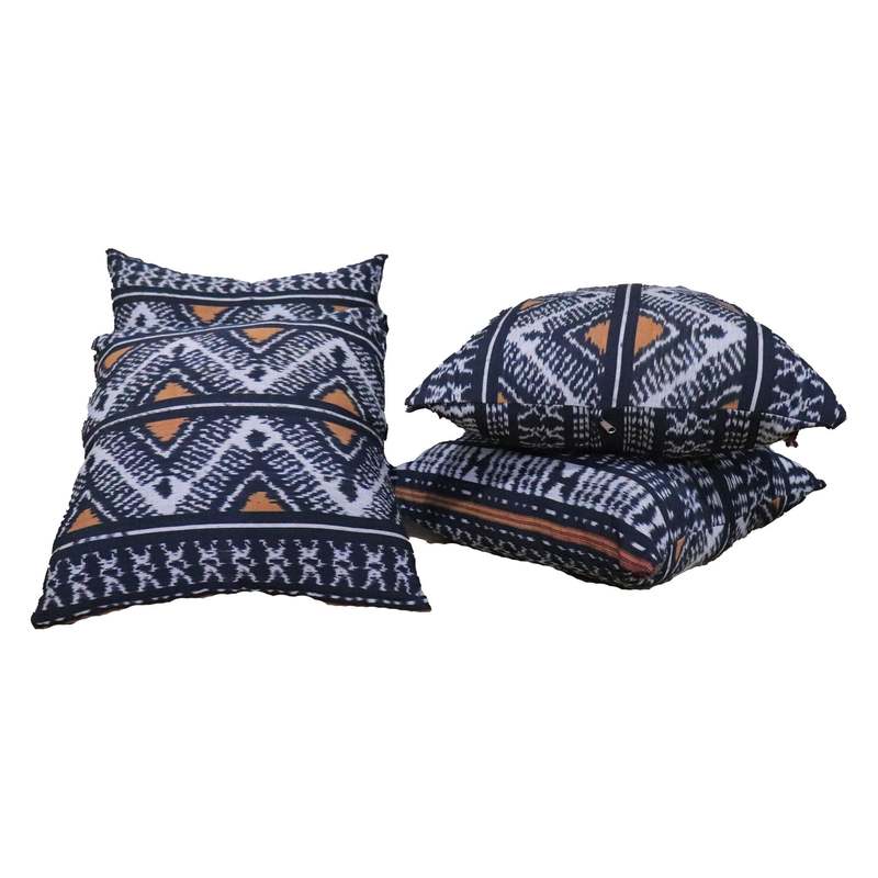 Kasih Coop Handwoven Ikat Pillow Cover - Black and Orange