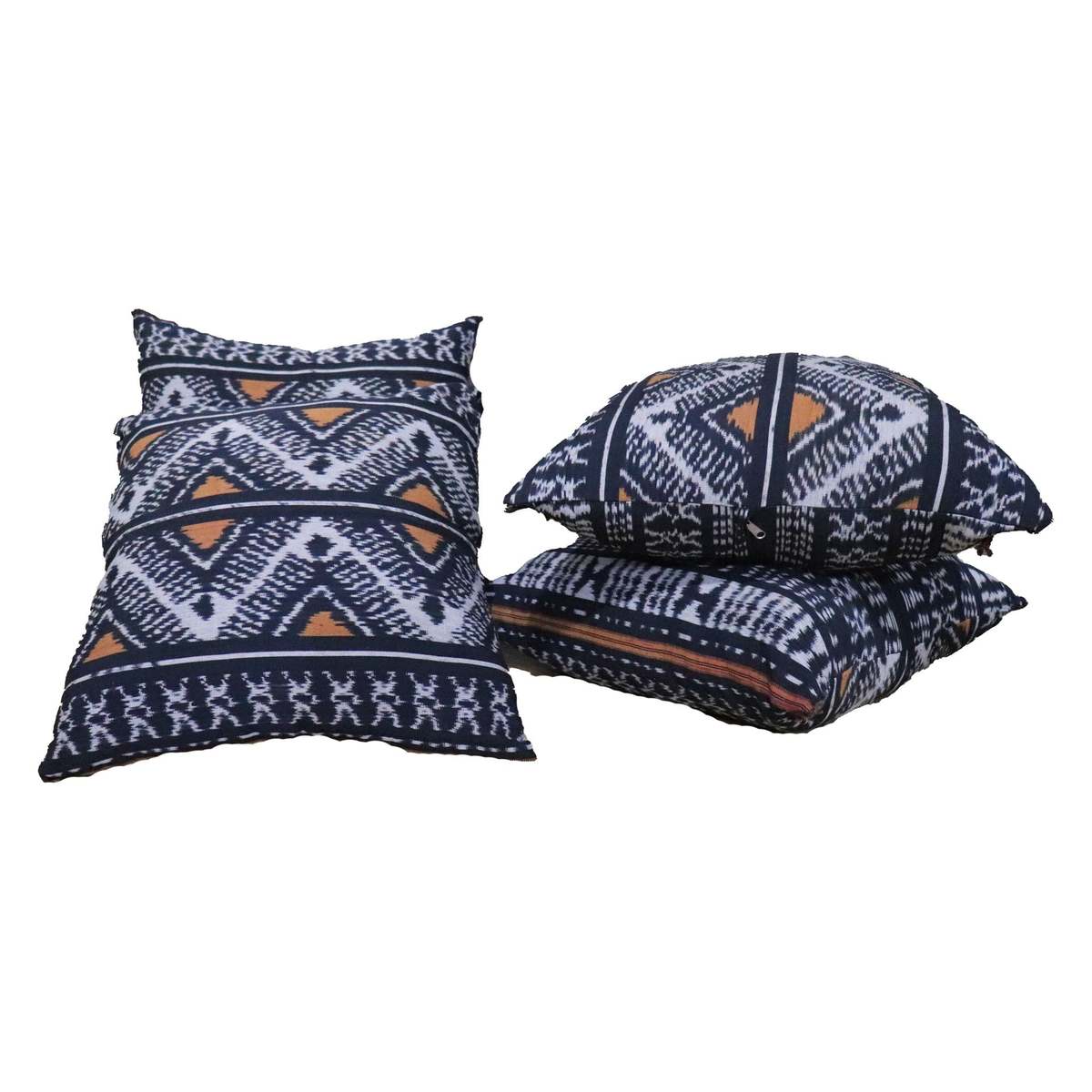 Kasih Coop Handwoven Ikat Pillow Cover - Black and Orange - Image 5 of 7