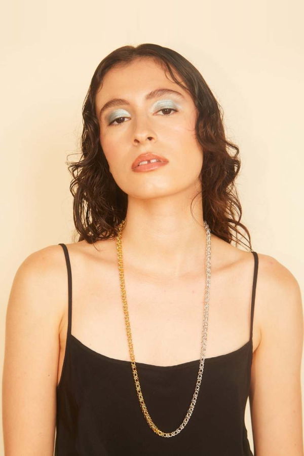 PAR ICI 2-Tone Mesh Chain Necklace