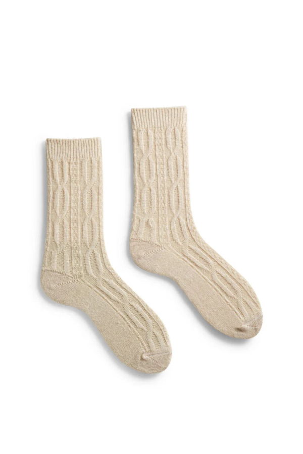 Lisa B. Chunky Cable Wool Cashmere Crew Socks