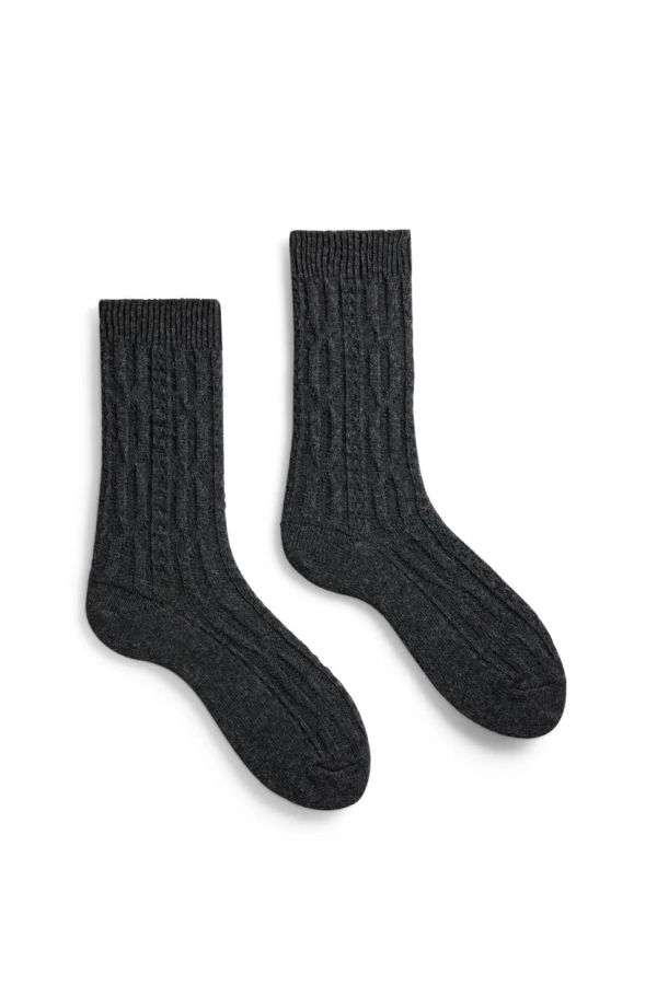 Lisa B. Chunky Cable Wool Cashmere Crew Socks