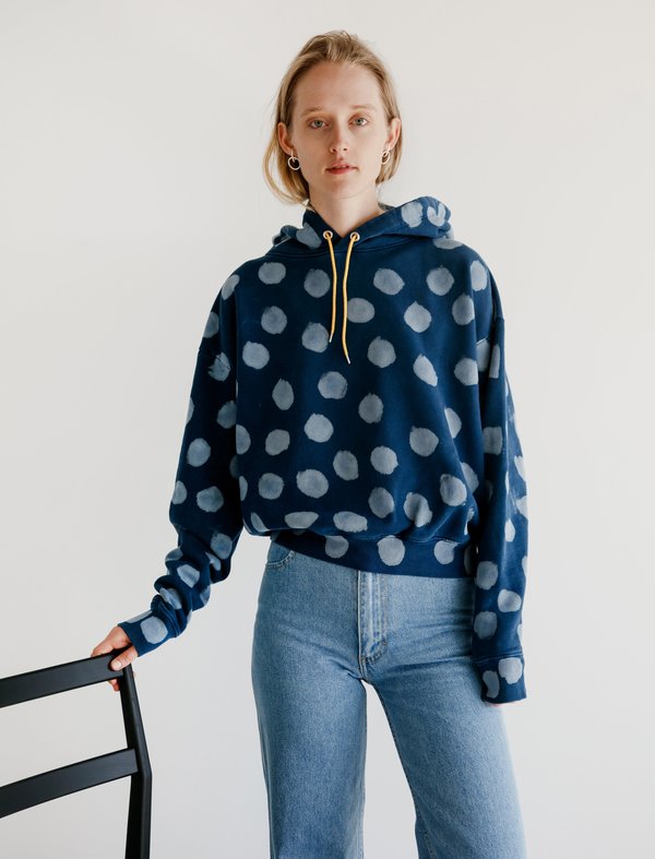 n　eckhaus latta el jeans +hoodie Eckhaus Latta Hoodie - Indigo Dot | Garmentory