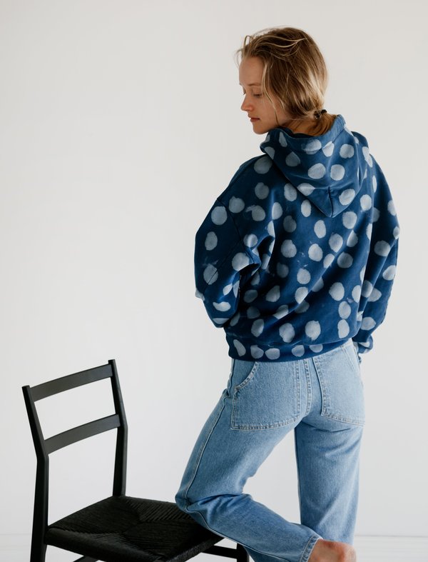 Eckhaus Latta Hoodie - Indigo Dot | Garmentory