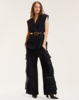 Cynthia Rowley Gilded Grid Cargo Pants - BLKWDP - Thumbnail 3