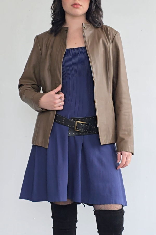 Vintage Soft Leather Jacket - Cappuccino Brown