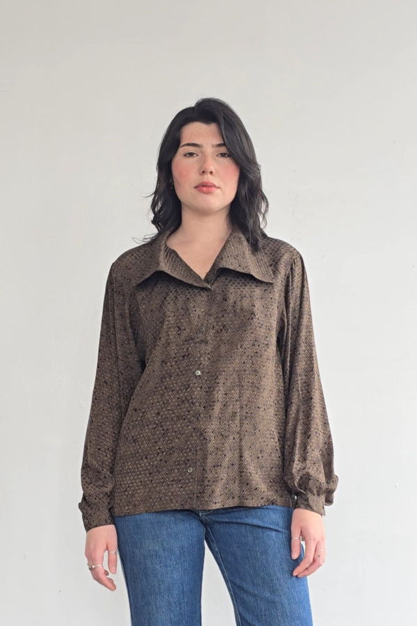 Vintage Geoffrey Beene Flowy Collared Silk Blouse