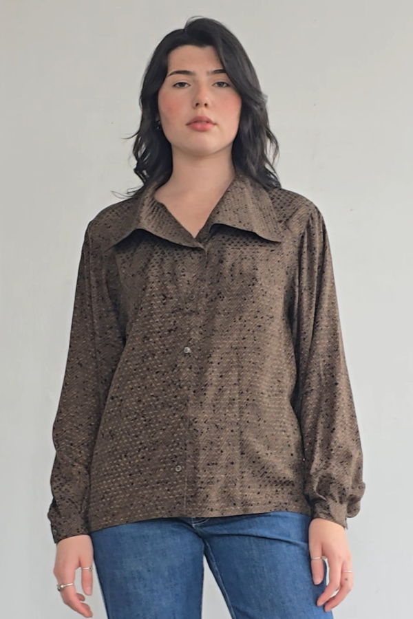 Vintage Geoffrey Beene Flowy Collared Silk Blouse