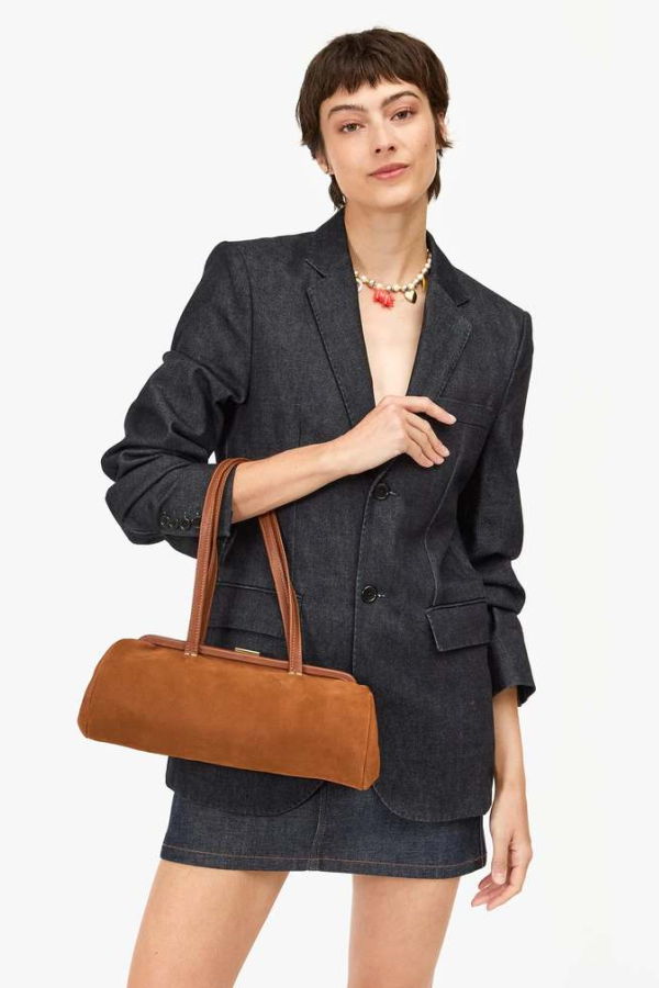 Clare V. Yvette Smooth Nubuck Shoulder Bag