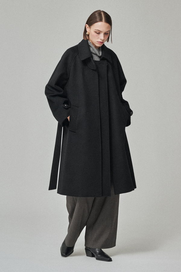 Maison De Ines Layered Placket Coat - Classic Black
