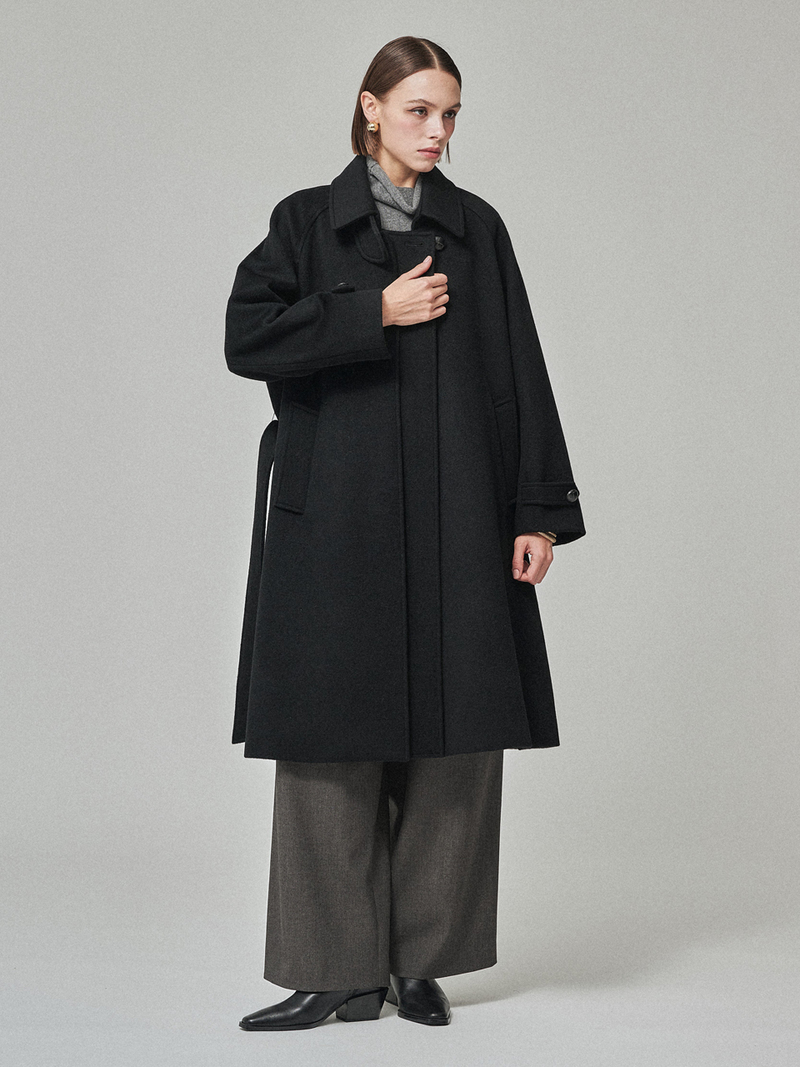 Maison De Ines Layered Placket Coat - Classic Black