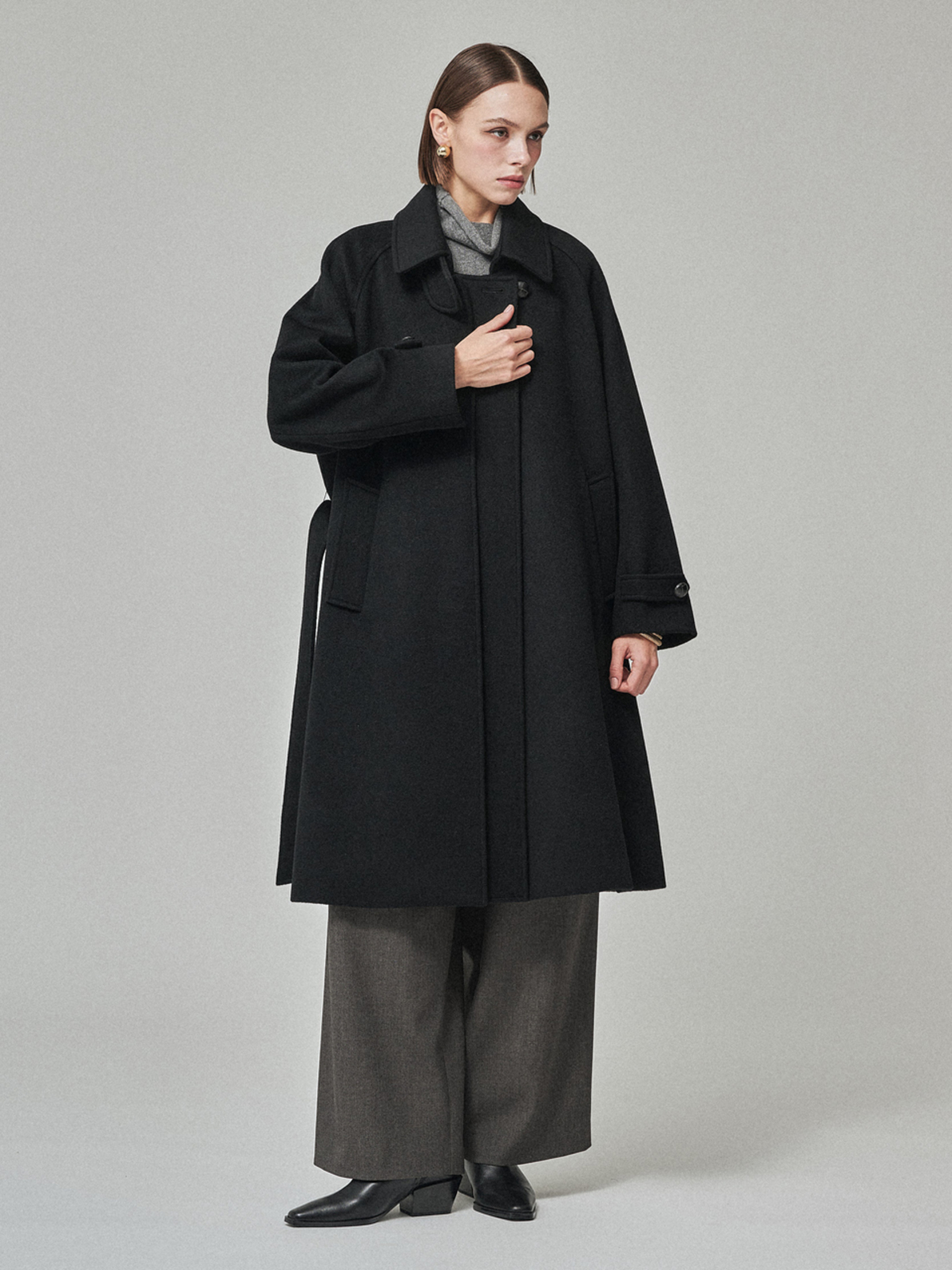 Maison De Ines Layered Placket Coat - Classic Black - Image 6 of 6