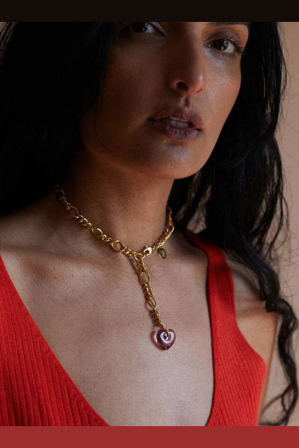 PAR ICI Heart Drop Necklace