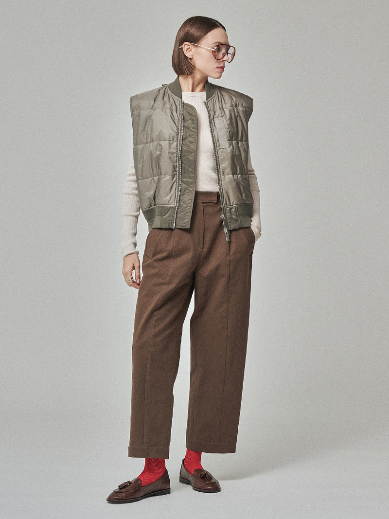 Maison De Ines 2Way Layered Blouson - Beige Khaki