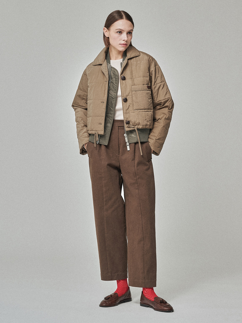 Maison De Ines 2Way Layered Blouson - Beige Khaki