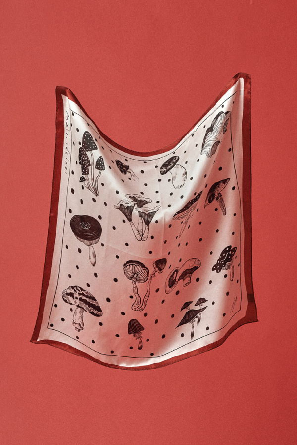 Maison De Ines Mushroom Silk Petit Scarf - Classic Monotone