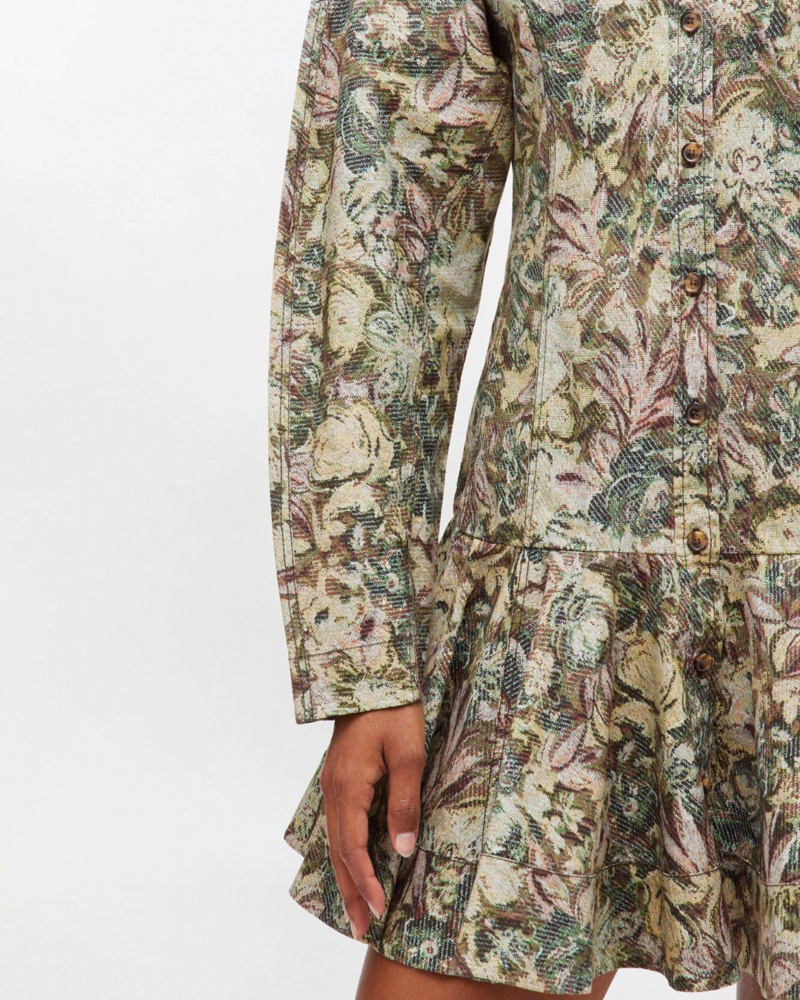 Ganni Tapestry Floral Shirt Dress - Jadeite