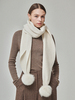 Maison De Ines Mink Pom Wool Muffler - Milk Ivory - Thumbnail 1