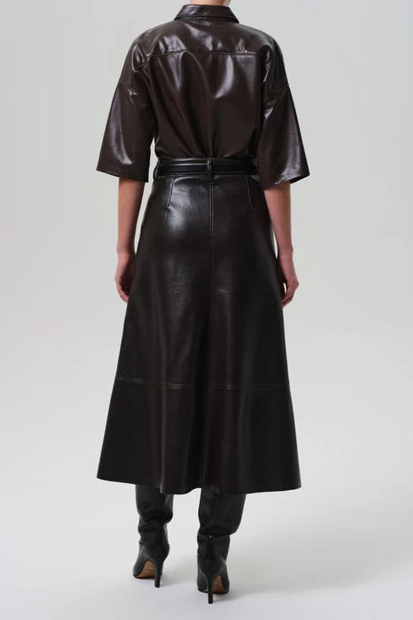 Citizens of Humanity Cassia Leather Skirt - Chocolate Brown