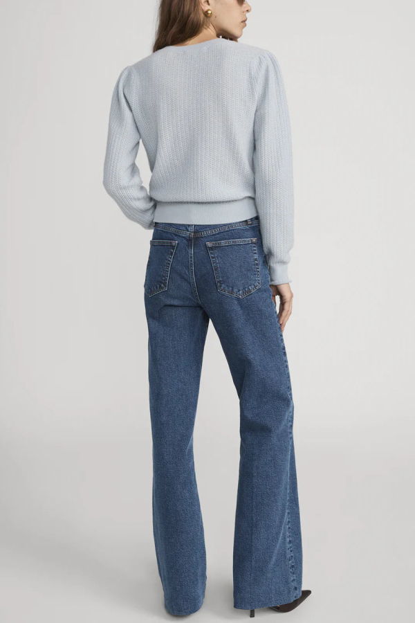 Frame The Chain Pointelle L/S Sweater - Sky Blue