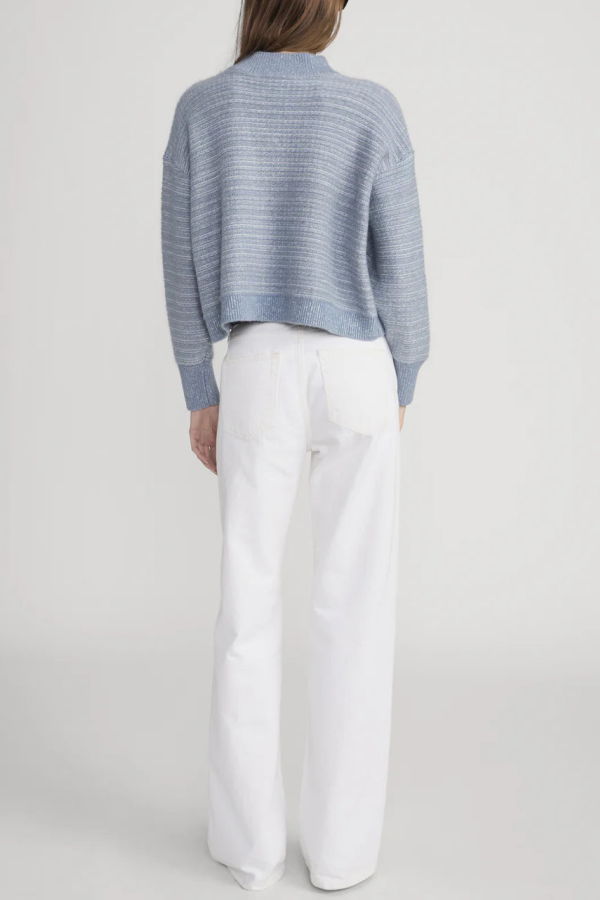 Frame The Jacquard Femme Cardi Cardigan - Sky Blue Multi