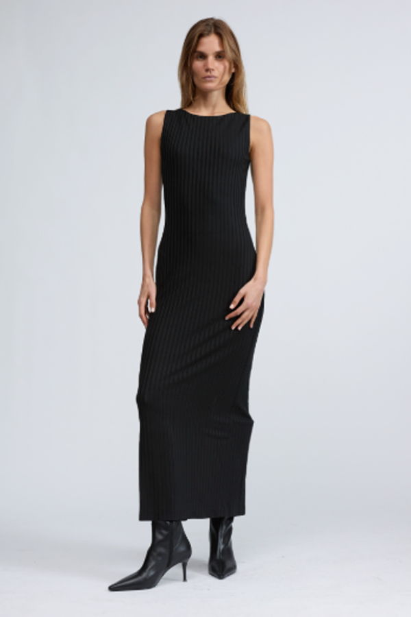 Rag & Bone Natalia Boatneck Midi Dress - Black