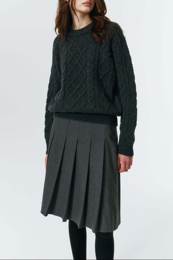 Dunst Flannel Pleats Midi Skirt - Melange Grey Dunst Flannel Pleats Midi Skirt - Melange Grey