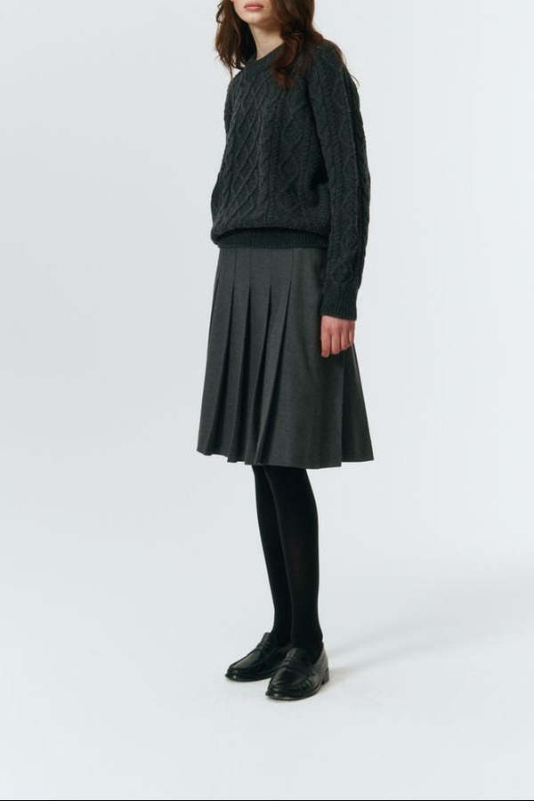 Dunst Flannel Pleats Midi Skirt - Melange Grey