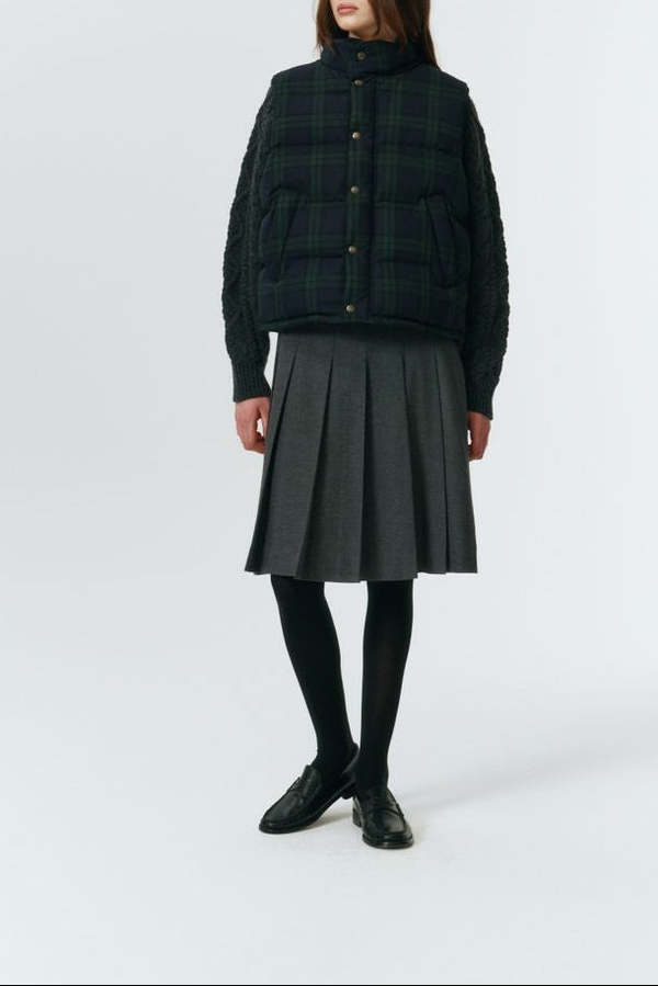 Dunst Flannel Pleats Midi Skirt - Melange Grey