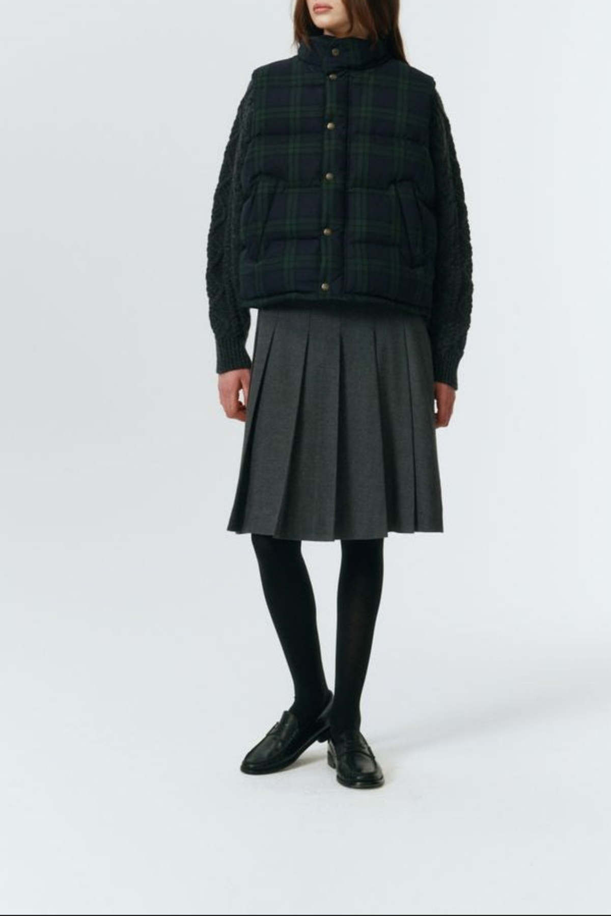 Dunst Flannel Pleats Midi Skirt - Melange Grey - Image 8 of 11