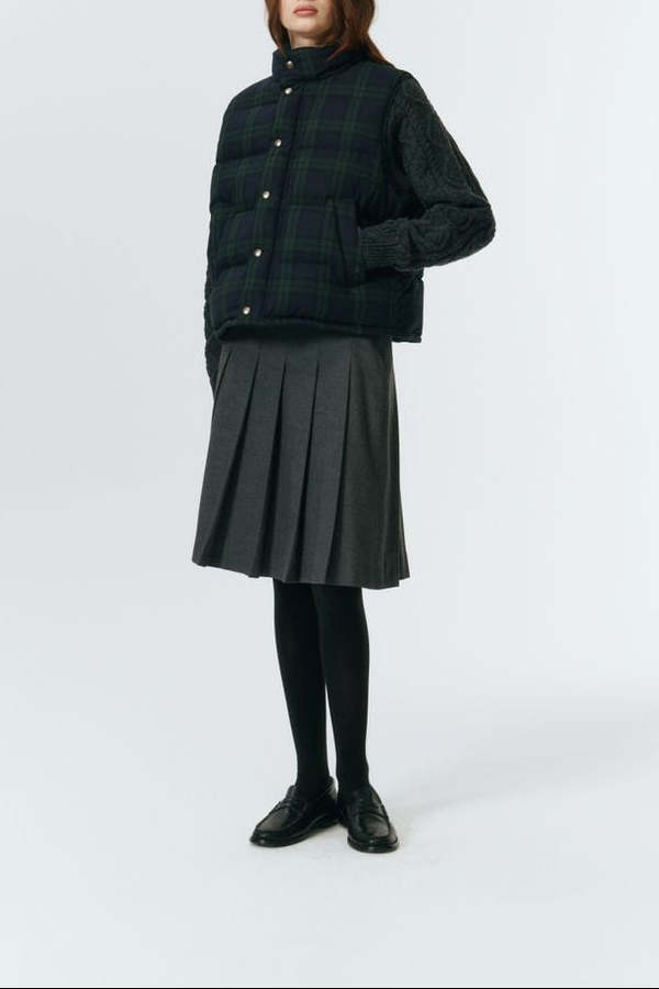 Dunst Flannel Pleats Midi Skirt - Melange Grey