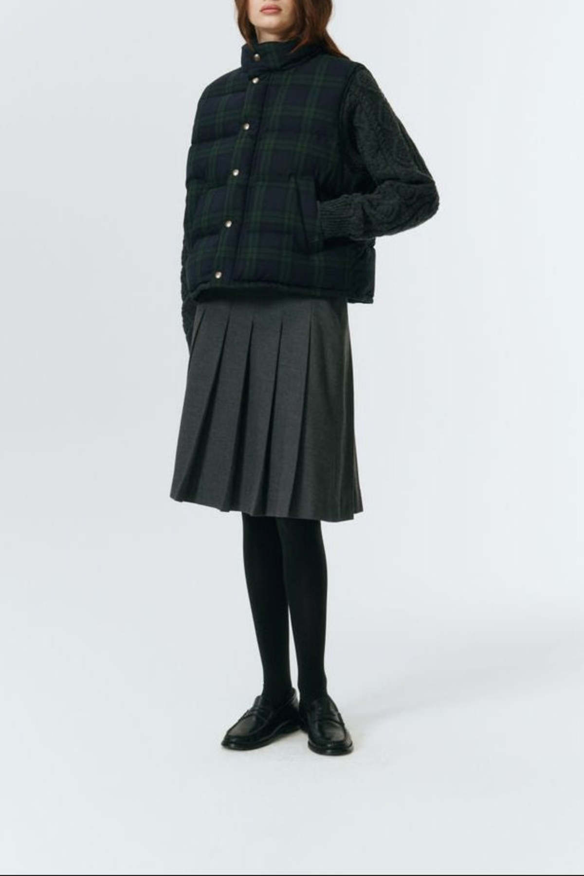 Dunst Flannel Pleats Midi Skirt - Melange Grey - Image 10 of 11