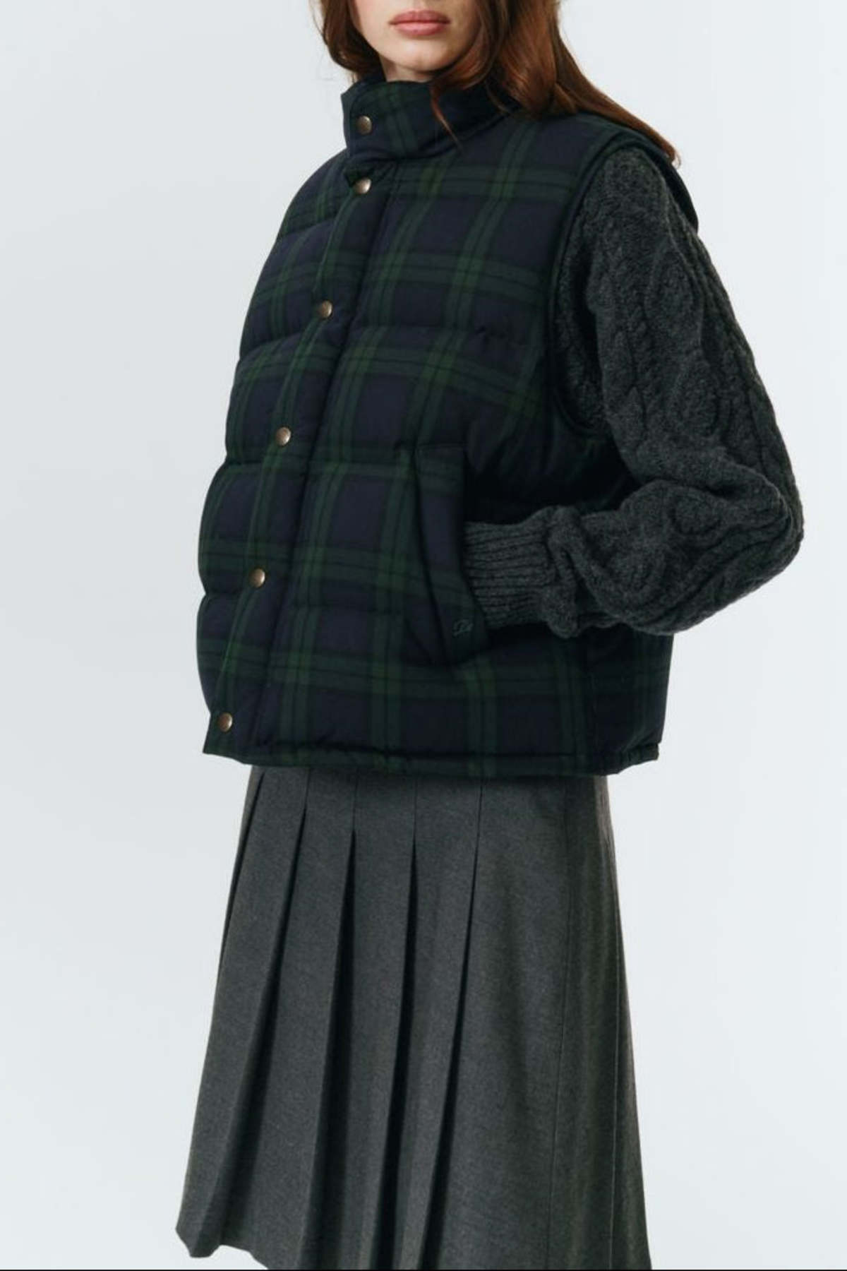 Dunst Flannel Pleats Midi Skirt - Melange Grey - Image 11 of 11