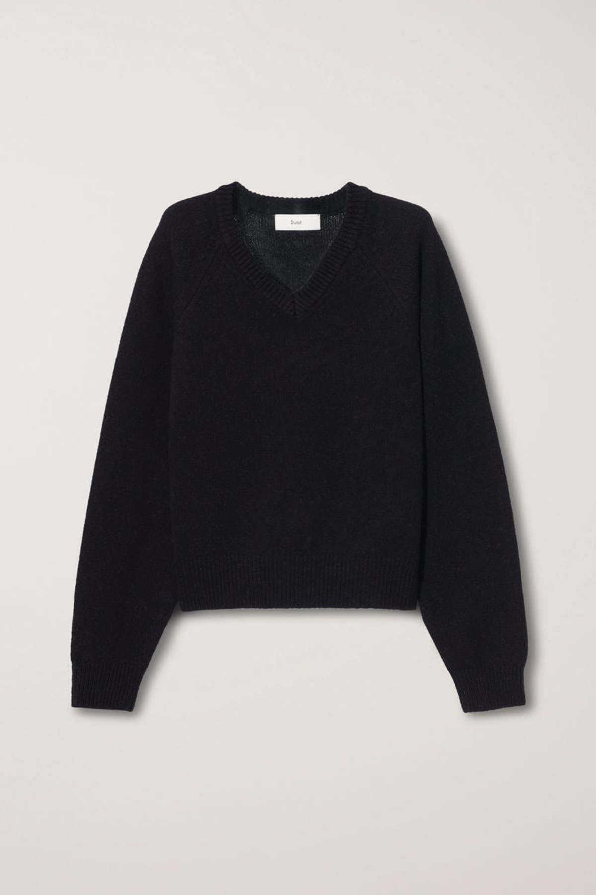 Dunst Unisex Soft Volume V-Neck Sweater - Black - Image 1 of 12