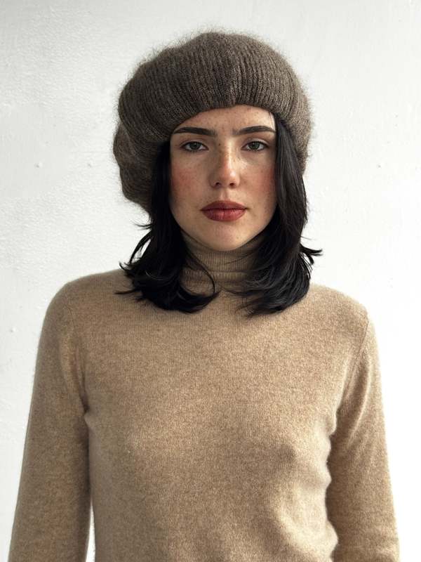Vintage Mohair Oversized Beret - Mushroom