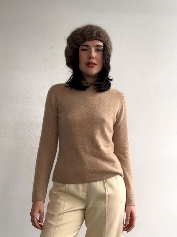Vintage Mohair Oversized Beret - Mushroom