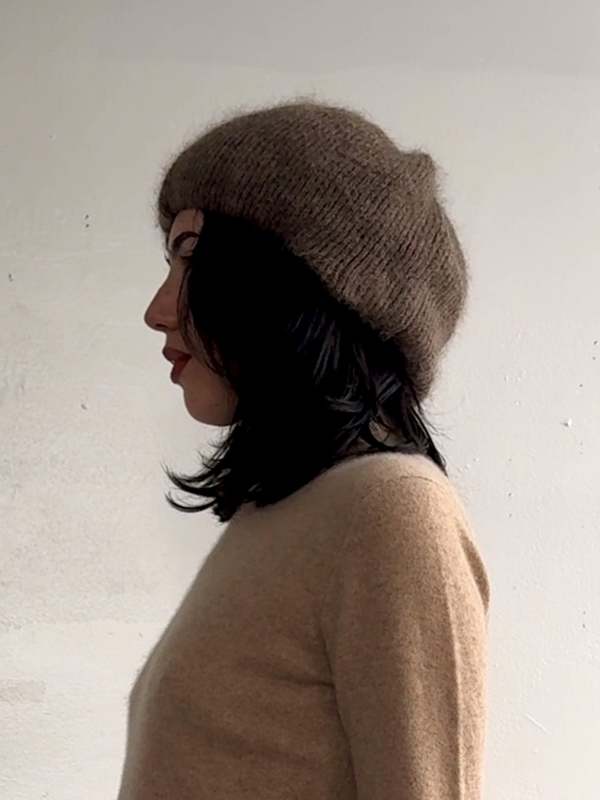 Vintage Mohair Oversized Beret - Mushroom
