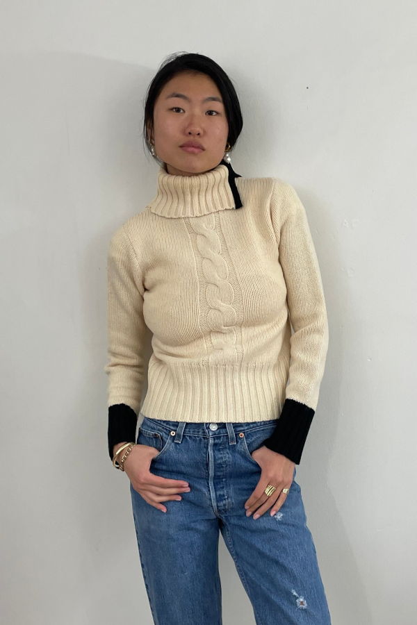 DKNY Vintage Lambswool Turtleneck Sweater - Ivory