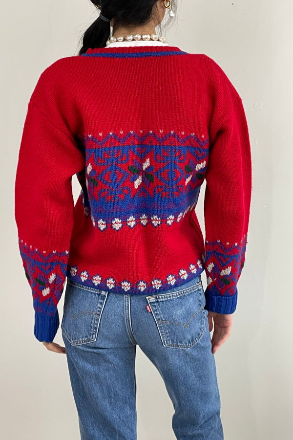 Ralph Lauren Vintage Fair Isle Hand Knit Wool Sweater