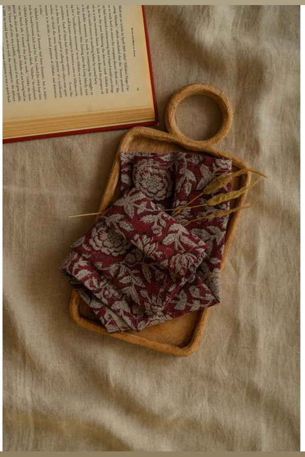 Live Linen Minimalist Linen Rio Napkin - Rio Red Block Print