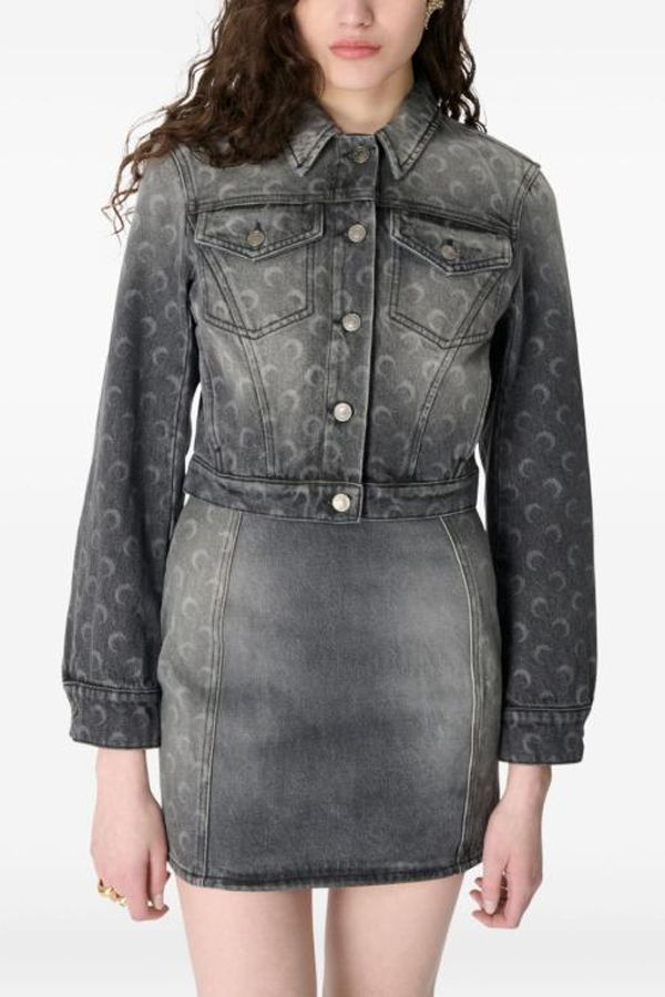 MARINE SERRE Dark Grey Denim Denim Jacket - Dark Grey Denim