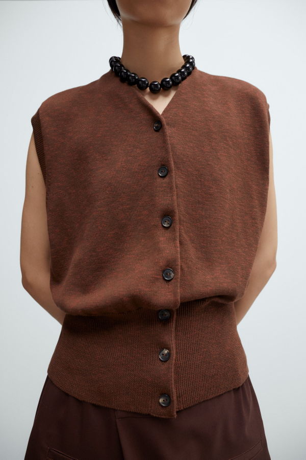 Cordera Flecked Cotton Waistcoat - Russet